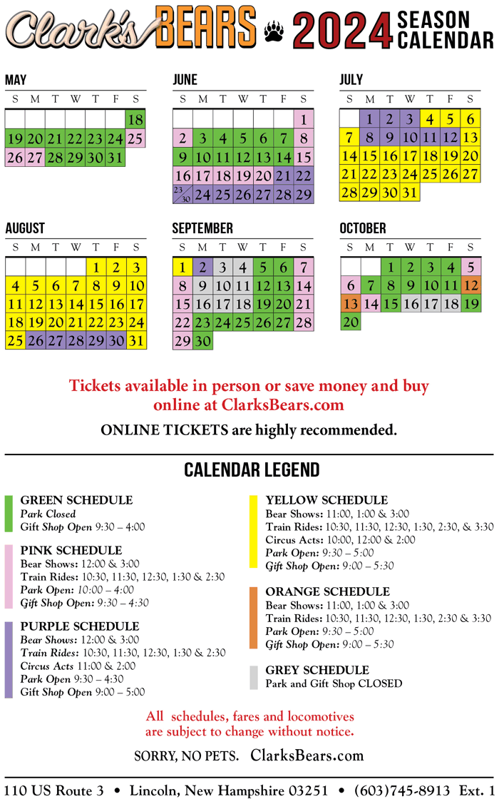Clark's Bears Calendar & Schedule