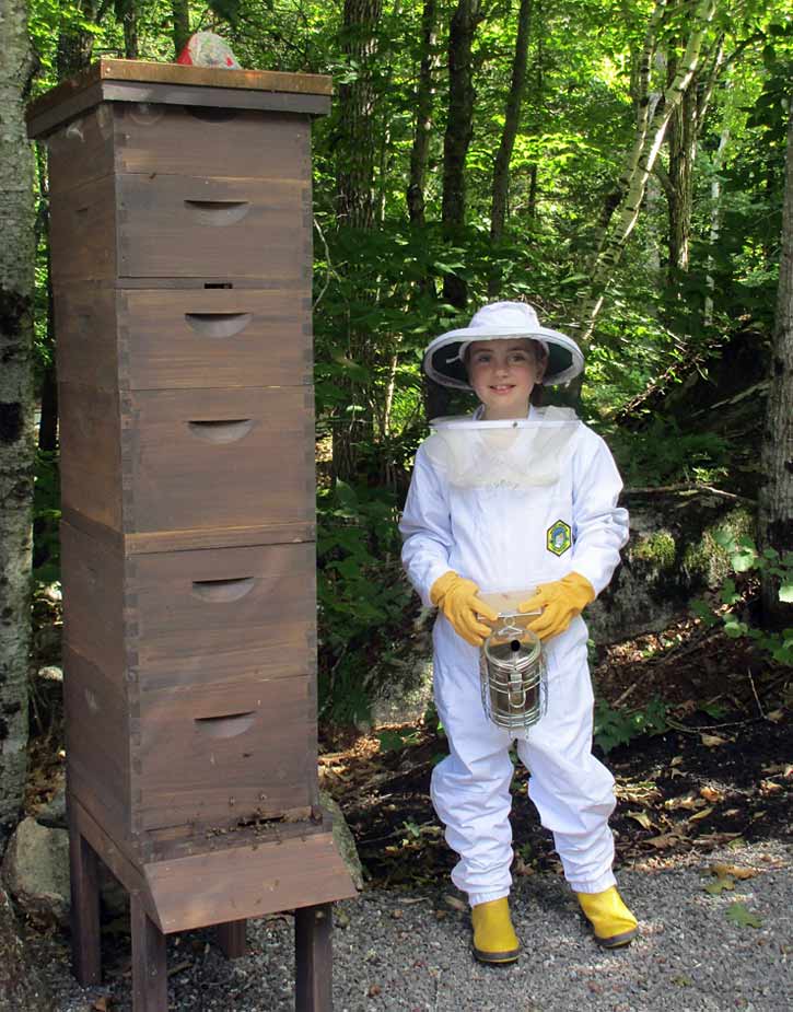 Isabella Messer with her hive